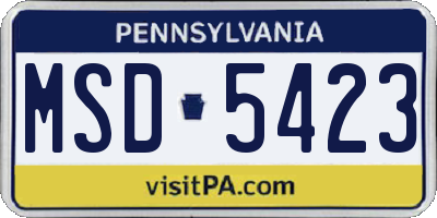 PA license plate MSD5423