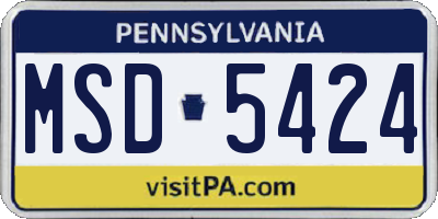 PA license plate MSD5424