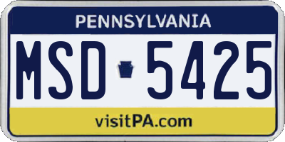 PA license plate MSD5425
