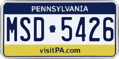 PA license plate MSD5426
