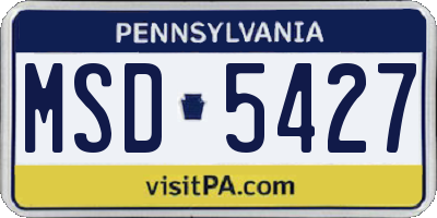 PA license plate MSD5427