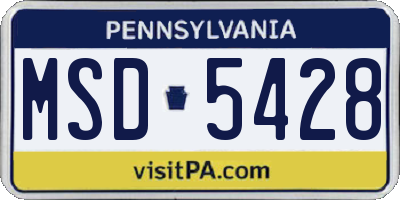 PA license plate MSD5428