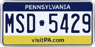 PA license plate MSD5429