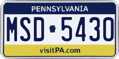 PA license plate MSD5430