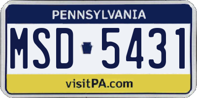 PA license plate MSD5431