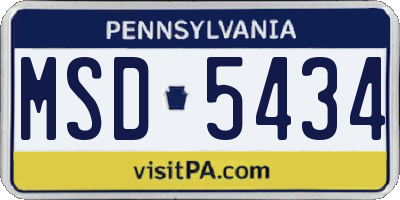 PA license plate MSD5434