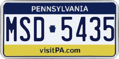 PA license plate MSD5435