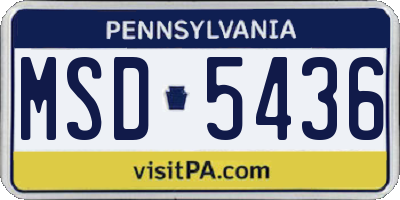 PA license plate MSD5436