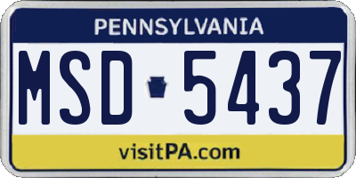 PA license plate MSD5437