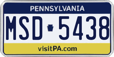 PA license plate MSD5438