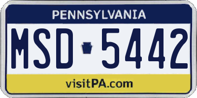 PA license plate MSD5442