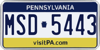 PA license plate MSD5443