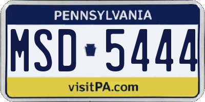 PA license plate MSD5444
