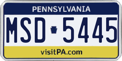 PA license plate MSD5445