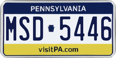 PA license plate MSD5446
