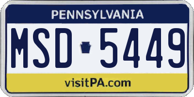 PA license plate MSD5449