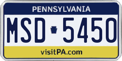 PA license plate MSD5450