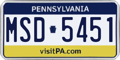 PA license plate MSD5451