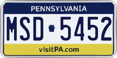PA license plate MSD5452