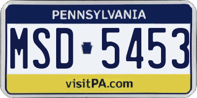 PA license plate MSD5453