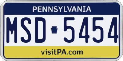 PA license plate MSD5454
