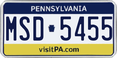 PA license plate MSD5455