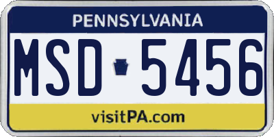 PA license plate MSD5456
