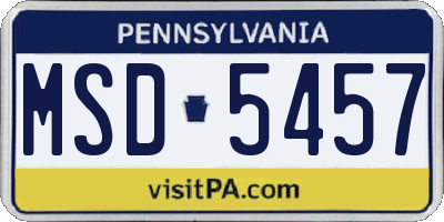 PA license plate MSD5457