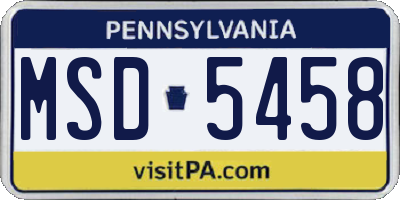 PA license plate MSD5458