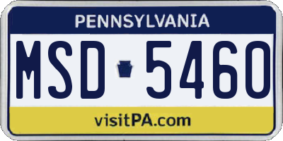 PA license plate MSD5460
