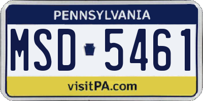 PA license plate MSD5461