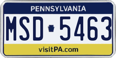 PA license plate MSD5463