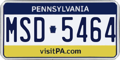 PA license plate MSD5464