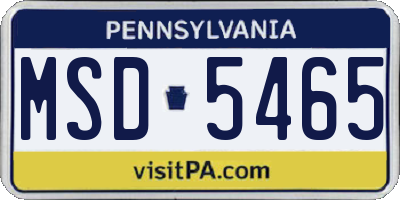 PA license plate MSD5465