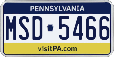 PA license plate MSD5466