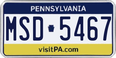 PA license plate MSD5467