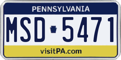 PA license plate MSD5471