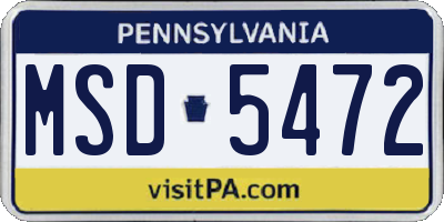 PA license plate MSD5472