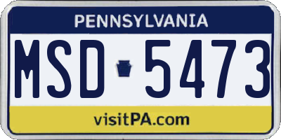 PA license plate MSD5473
