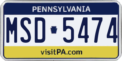 PA license plate MSD5474