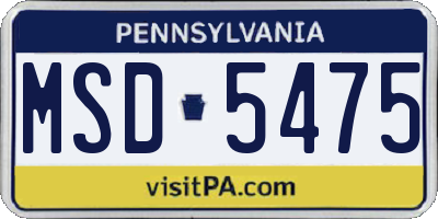 PA license plate MSD5475