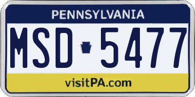 PA license plate MSD5477