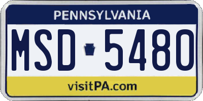 PA license plate MSD5480
