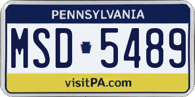 PA license plate MSD5489