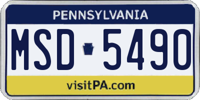 PA license plate MSD5490