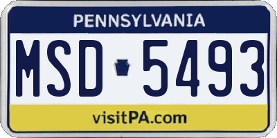 PA license plate MSD5493