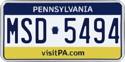 PA license plate MSD5494