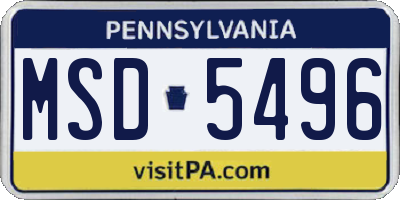 PA license plate MSD5496