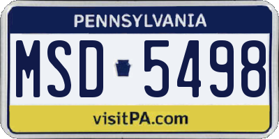 PA license plate MSD5498