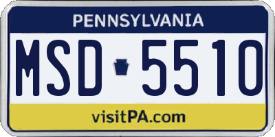 PA license plate MSD5510